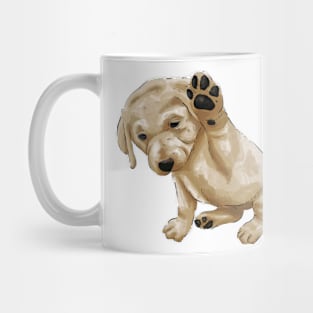 Cute Waving Golden Puppy Watercolor Illustration Mug